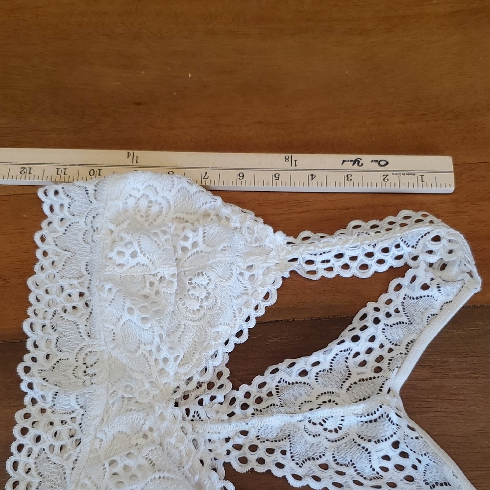 Romantic Coquette Aerie Lace Bralette in Ivory White Sz M - Picture 7 of 9